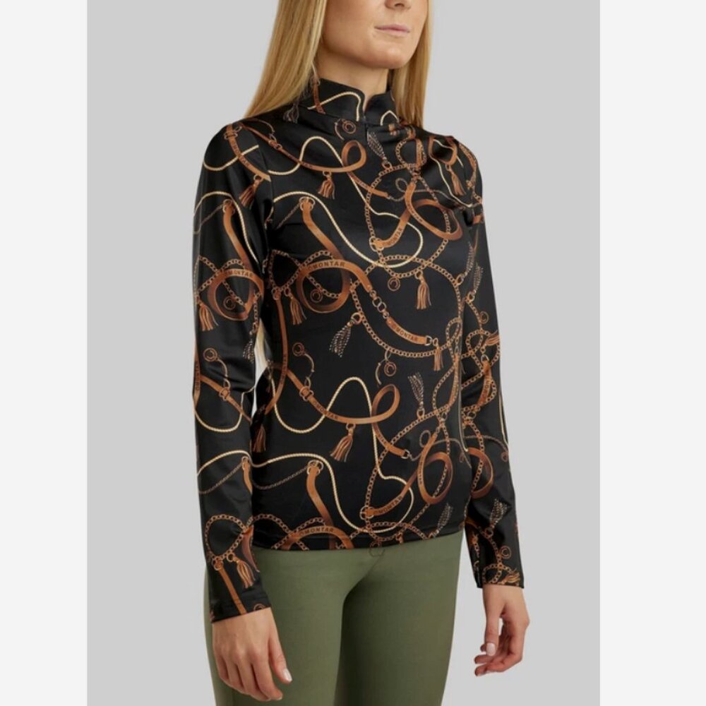 MONTAR Equestrian Print Schooling Shirt XS Top
